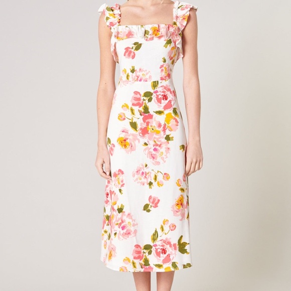 Sugarlips Magdalena Floral Ruffle Trim Milo Midi Dress - Picture 4 of 12